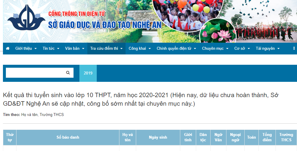 Tra cứu điểm thi lớp 10 Nghệ An Điểm thi lớp 10 Nghệ An, Điểm thi lớp 10, Tra cứu điểm thi vào lớp 10 Nghệ An, xem điểm thi vào lớp 10 Nghệ An, diem thi lop 10