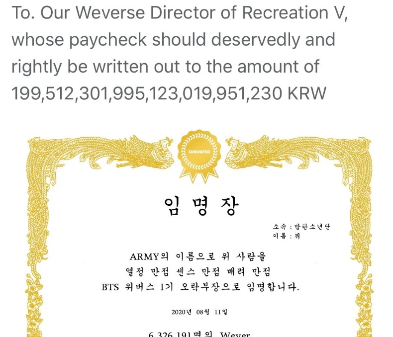 BTS, V, V BTS, V BTS được vinh danh, V Weverse, V BTS Weverse, Jin, Jin BTS, Jin BTS Weverse,  V BTS lầy lội, V BTS hài hước, phản ứng của V BTS