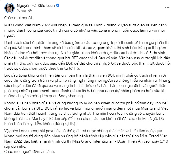 Miss Grand Vietnam, Hoa hậu Hòa bình Việt Nam, Hoa hậu Hòa bình Việt Nam 2022, Lona Kiều Loan, Mai Ngô, Đoàn Thiên An