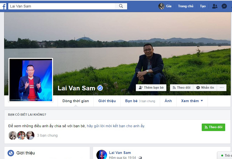 Facebook Lại Văn Sâm, Facebook Lai Van Sam, Nhà báo Lại Văn Sâm, Lại Văn Sâm, MC Lại Văn Sâm, Con Lại Văn Sâm, Lại Bắc Hải Đăng, Facebook của Lại Văn Sâm, Facebook giả