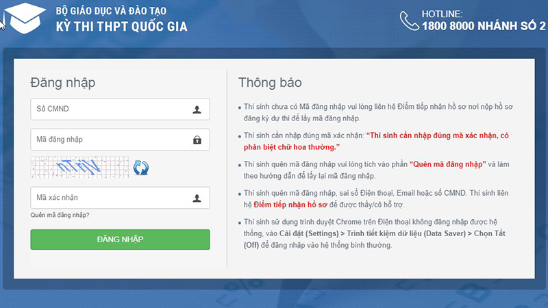 Tra cứu điểm thi THPT Quốc gia 2019: Đăng nhập tài khoản thi THPT Quốc gia