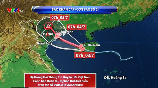 Bão số 2: Bão giật cấp 11 vào đất liền sáng nay 4/7 từ Hải Phòng tới Nam Định