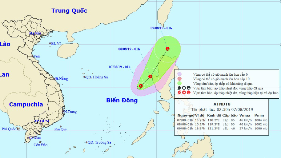 Dự báo thời tiết: Áp thấp nhiệt đới trên biển Đông