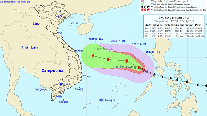 Bão số 8 tin bão mới nhất: Bão giật cấp 13, di chuyển theo hướng Tây Tây Bắc