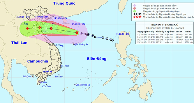 Tin bão khẩn cấp cơn bão số 7 trên Biển Đông