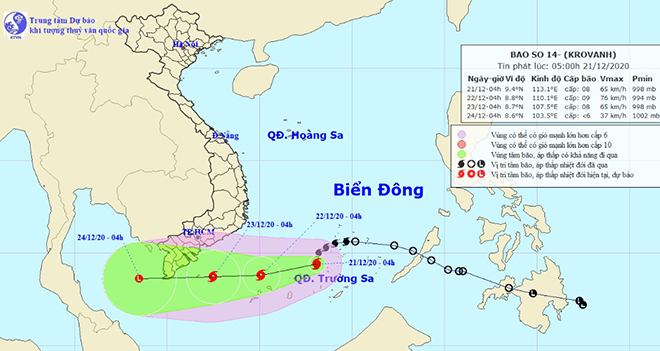 Bão số 14 đang giật cấp 10 có khả năng mạnh thêm