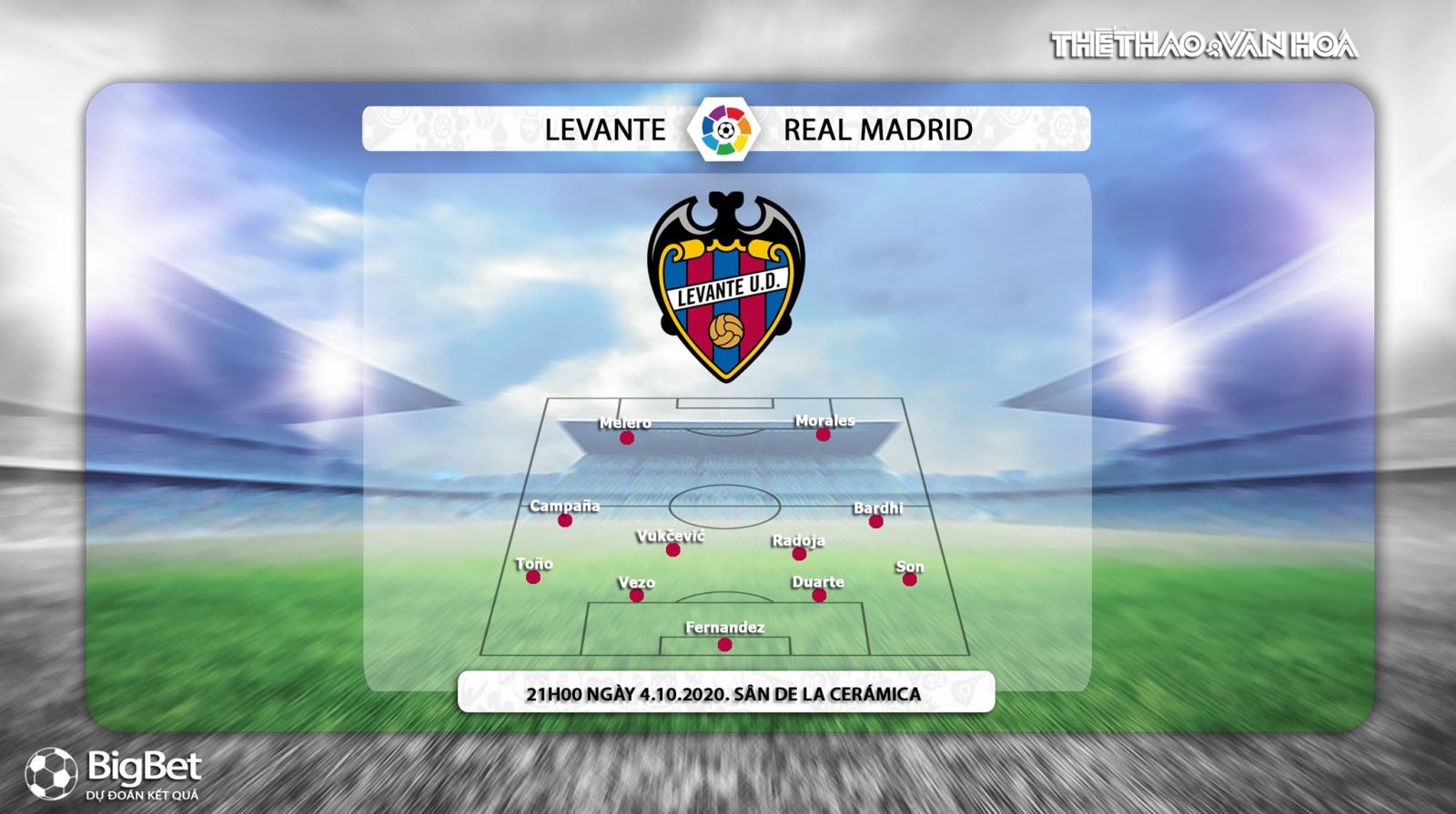 Keo nha cai, kèo nhà cái, Levante vs Real Madrid. Vòng 5 La Liga. Trực tiếp BĐTV. Trực tiếp bóng đá Tây Ban Nha vòng 5. Soi kèo Levante đấu với Real Madrid. Kèo Real
