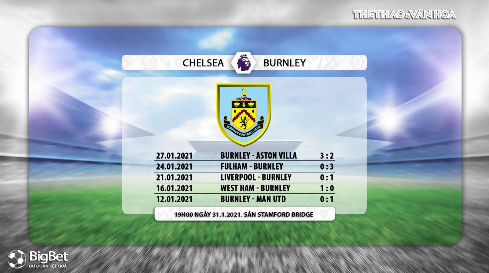 Trực tiếp bóng đá Anh. Chelsea vs Burnley. K+, K+PM. Ngoại hạng Anh. Kèo nhà cái